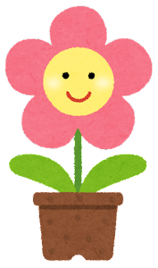 鉢植の花のキャラクター（ピンク）
