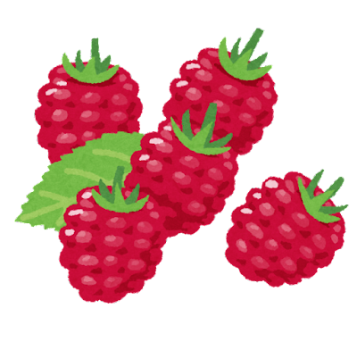 ラズベリーのイラスト（ヘタ付き）