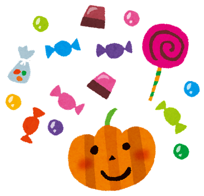 ハロウィンのイラスト「お菓子・キャンディー・チョコレート」