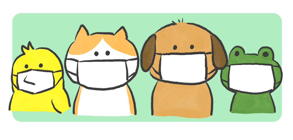 マスクをしている動物の無料イラスト♪