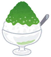 かき氷のイラスト（抹茶）