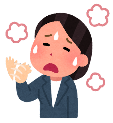 暑い人のイラスト（女性会社員）