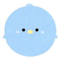 パステルカラーの鳥のイラスト（水色）